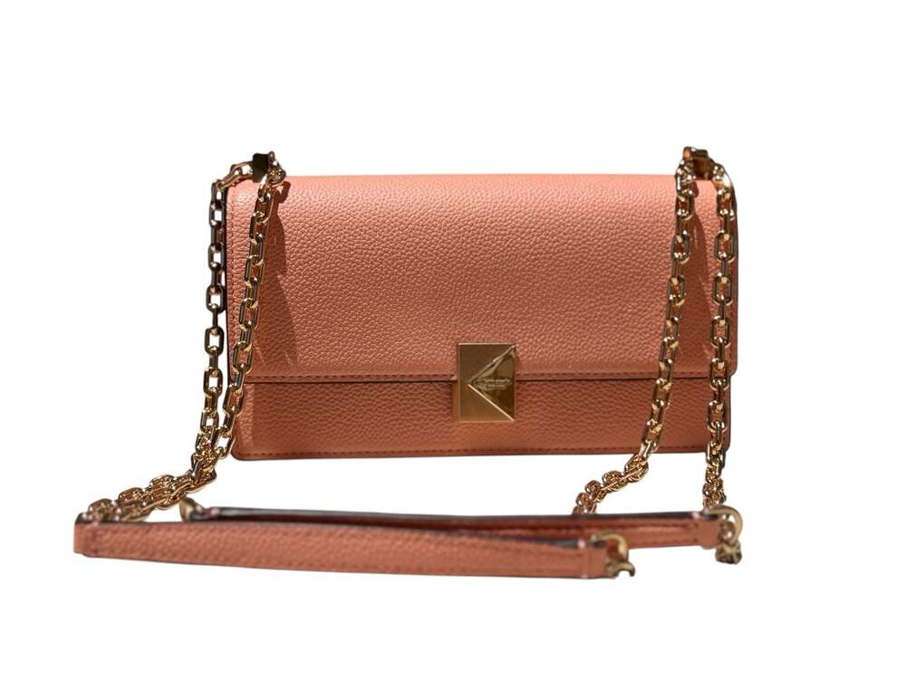 Kate Spade Leather Chain Crossbody Bag Coral Peach with Gold Hardware